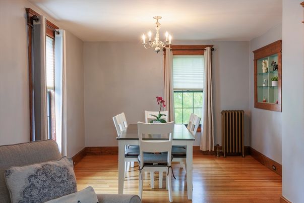 Chandelier, Dining room, Interior, Wood Texture Flooring