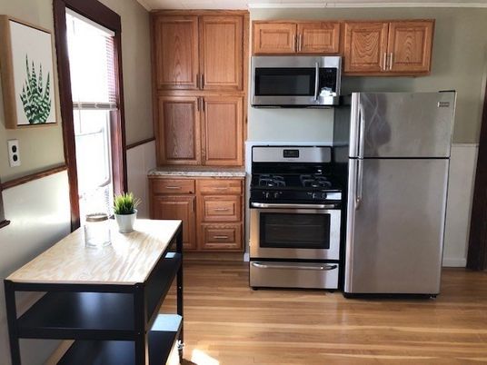 Interior, Kitchen, Stainless Steel Appliances, Wood Texture Flooring