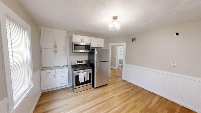 Interior, Kitchen, Stainless Steel Appliances, Wood Texture Flooring