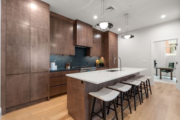 Interior, Kitchen, Pendant Lights, Recessed Lighting, Wood Texture Flooring