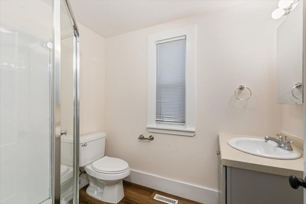 Bathroom, Glass Shower, Interior, Wood Texture Flooring