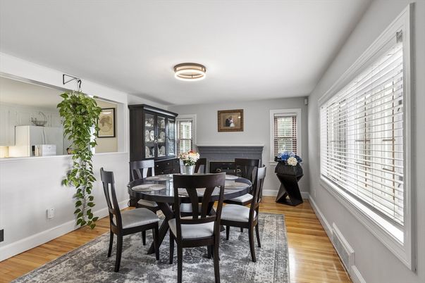 Dining room, Fireplace, Interior, Wood Texture Flooring
