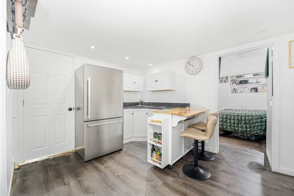 Interior, Kitchen, Recessed Lighting, Wood Texture Flooring