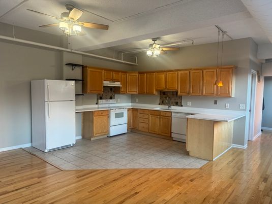 Interior, Kitchen, Pendant Lights, Wood Texture Flooring
