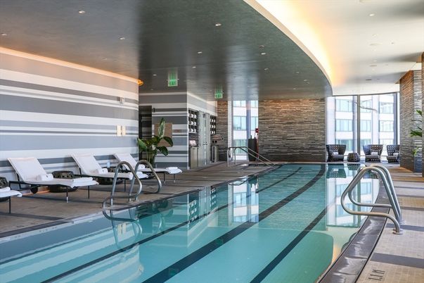 Interior, Pool, Recessed Lighting, Stone Walls