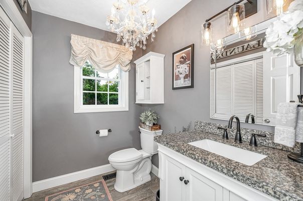 Bathroom, Chandelier, Interior, Wood Texture Flooring