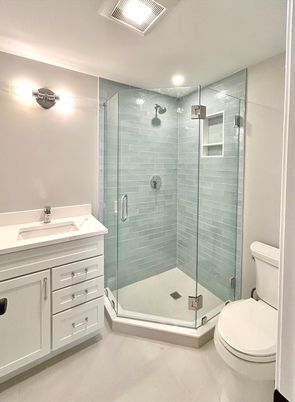 Bathroom, Glass Shower, Interior, Recessed Lighting