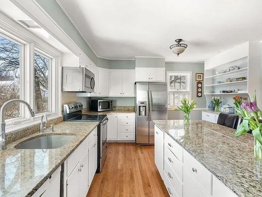 Interior, Kitchen, Stainless Steel Appliances, Wood Texture Flooring