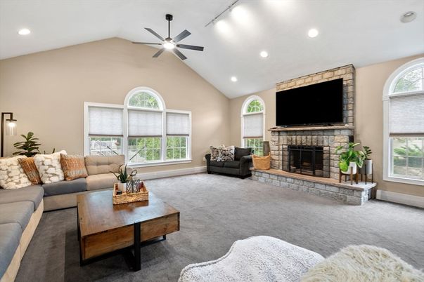 Fireplace, Interior, Living room, Recessed Lighting