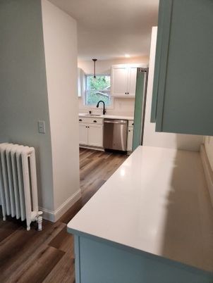 Interior, Kitchen, Pendant Lights, Stainless Steel Appliances, Wood Texture Flooring