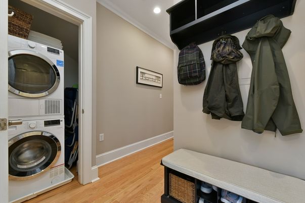 Interior, Recessed Lighting, Utility Closets, Washer, Wood Texture Flooring