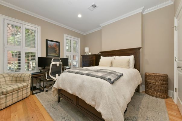 Bedroom, Home Office, Interior, Recessed Lighting, Wood Texture Flooring