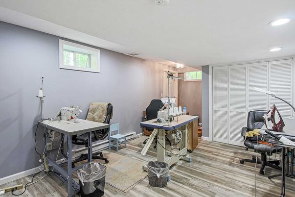 Home Office, Interior, Recessed Lighting, Wood Texture Flooring