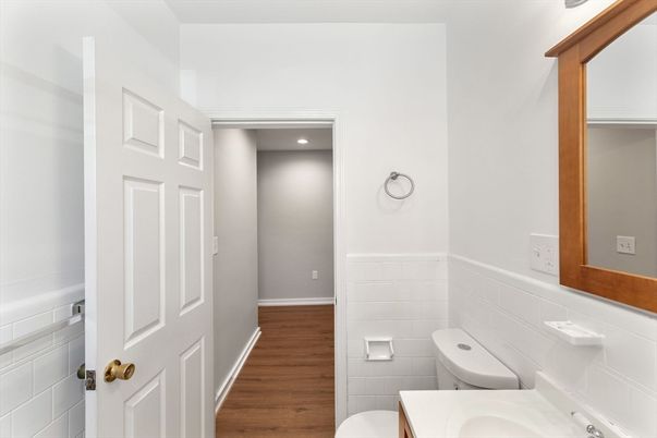Bathroom, Interior, Recessed Lighting, Wood Texture Flooring