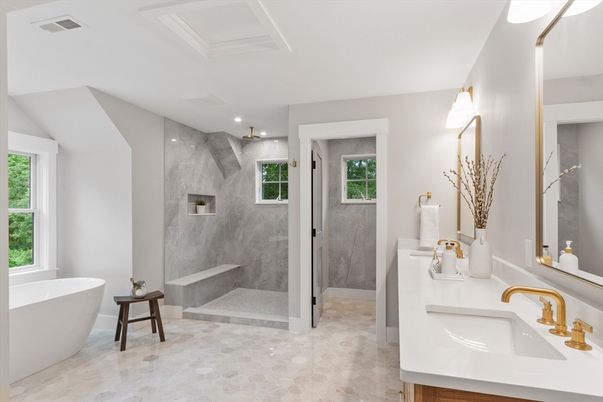 Bathroom, Dual Sink Vanities, Free Standing Baths, Glass Shower, Interior, Recessed Lighting