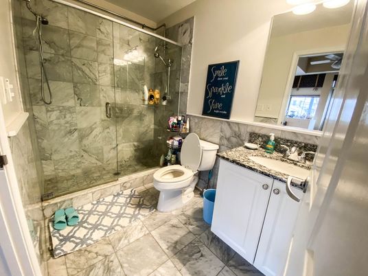 Bathroom, Glass Shower, Interior, Marble, Marble Walls