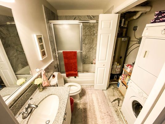 Bathroom, Interior, Marble Walls, Utility Closets, Washer
