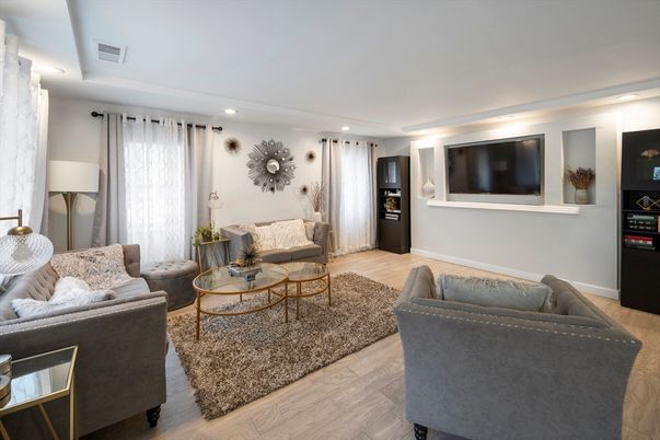 Interior, Living room, Recessed Lighting, Wood Texture Flooring