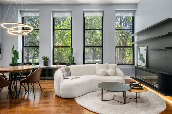 Dining room, Interior, Living room, Pendant Lights, Wood Texture Flooring
