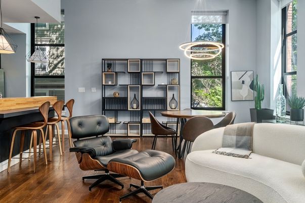 Home Office, Interior, Pendant Lights, Wood Texture Flooring