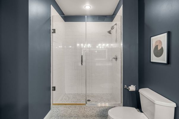 Bathroom, Glass Shower, Interior, Recessed Lighting
