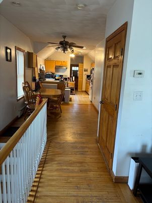 Dining room, Interior, Kitchen, Recessed Lighting, Wood Texture Flooring
