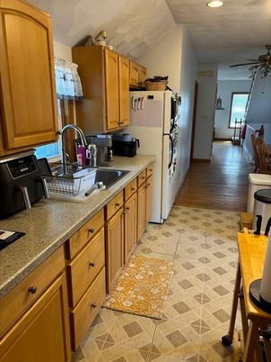 Interior, Kitchen, Recessed Lighting, Wood Texture Flooring