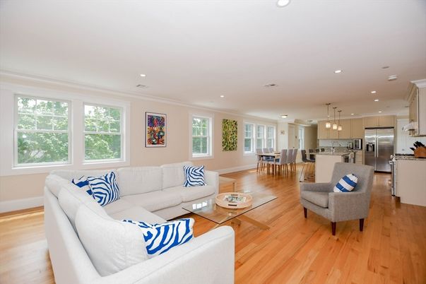 Dining room, Interior, Kitchen, Living room, Pendant Lights, Recessed Lighting, Stainless Steel Appliances, Wood Texture Flooring