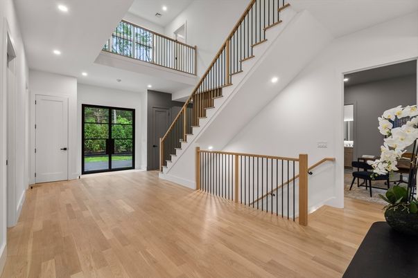 Dining room, Interior, Recessed Lighting, Wood Texture Flooring