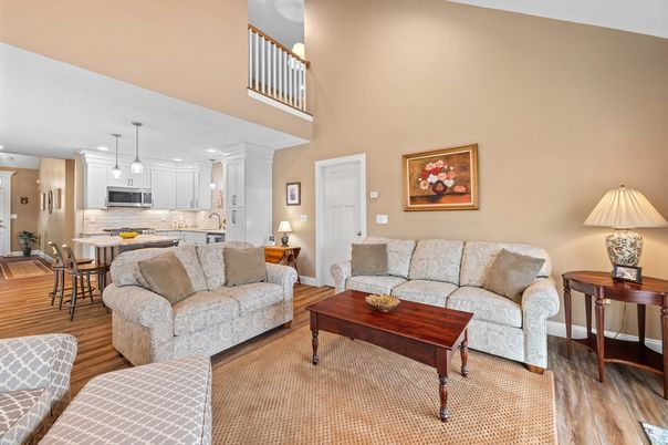 Dining room, Interior, Kitchen, Living room, Pendant Lights, Recessed Lighting, Stainless Steel Appliances, Wood Texture Flooring