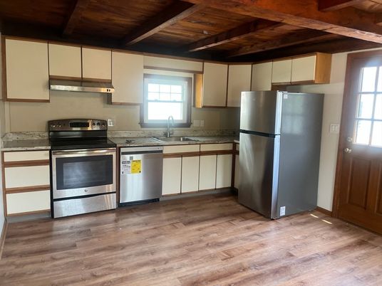 Interior, Kitchen, Stainless Steel Appliances, Wooden Beams, Wooden Ceilings, Wood Texture Flooring