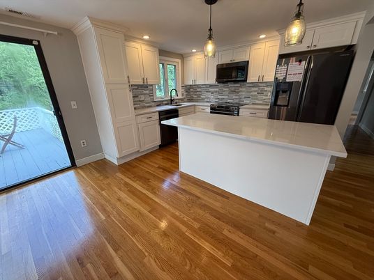 Interior, Kitchen, Pendant Lights, Recessed Lighting, Wood Texture Flooring