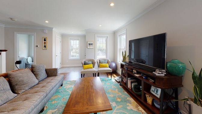Interior, Living room, Recessed Lighting, Wood Texture Flooring