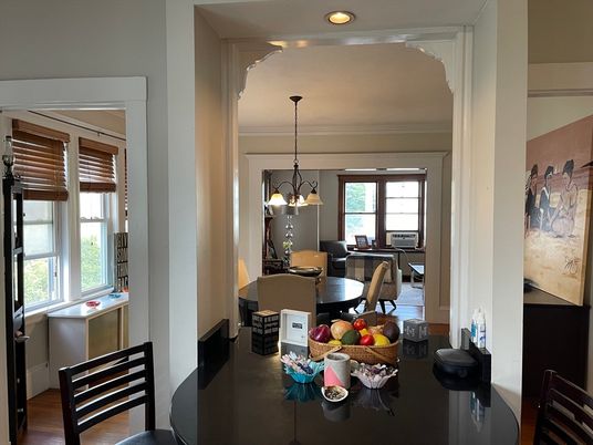 Chandelier, Dining room, Interior, Recessed Lighting, Wood Texture Flooring