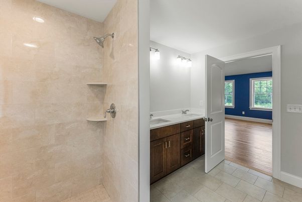 Bathroom, Interior, Recessed Lighting, Wood Texture Flooring