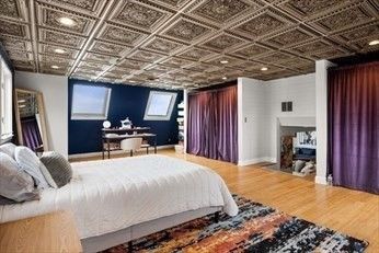 Bedroom, Fireplace, Home Office, Interior, Recessed Lighting, Wood Texture Flooring