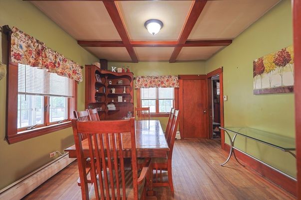 Dining room, Interior, Wooden Beams, Wood Texture Flooring