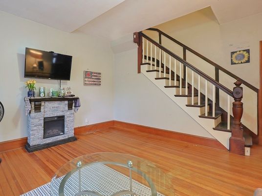 Fireplace, Interior, Wood Texture Flooring