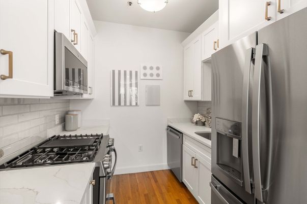 Interior, Kitchen, Stainless Steel Appliances, Wood Texture Flooring