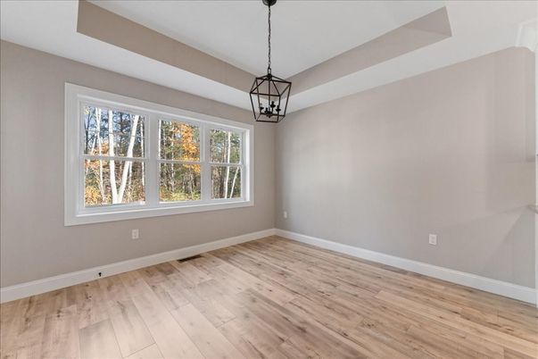 Empty room, Interior, Pendant Lights, Wood Texture Flooring