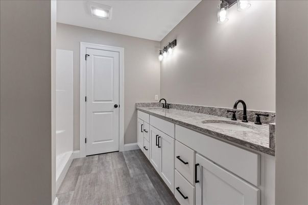 Bathroom, Dual Sink Vanities, Interior, Wood Texture Flooring