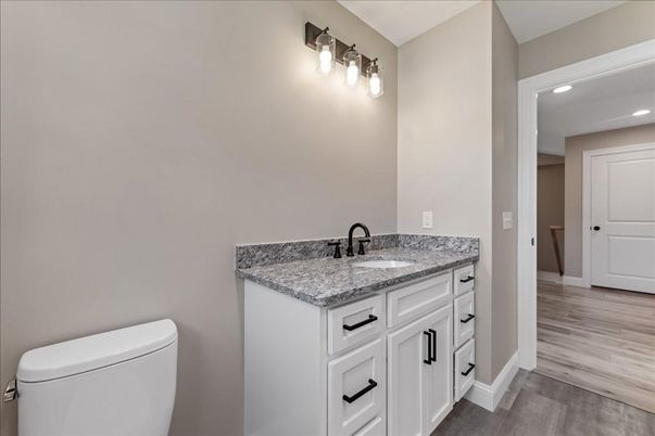 Bathroom, Interior, Recessed Lighting, Wood Texture Flooring