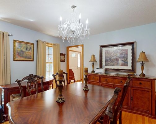 Chandelier, Dining room, Interior, Wood Texture Flooring