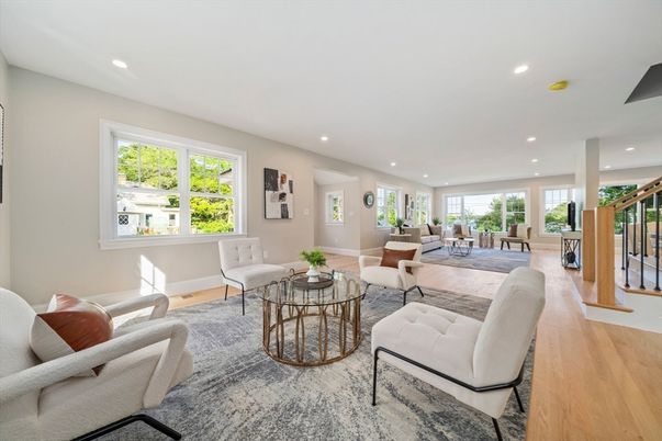 Interior, Living room, Recessed Lighting, Wood Texture Flooring