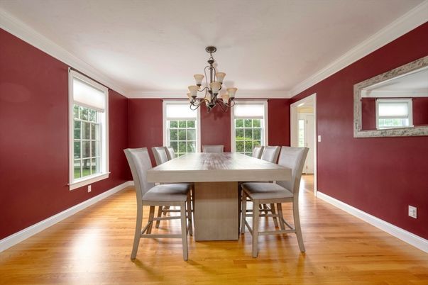 Chandelier, Dining room, Interior, Wood Texture Flooring