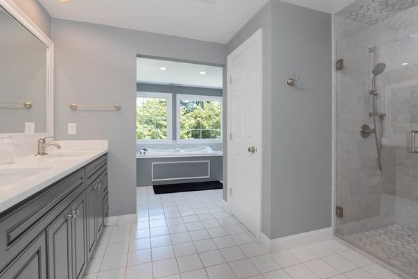 Bathroom, Dual Sink Vanities, Glass Shower, Interior, Recessed Lighting