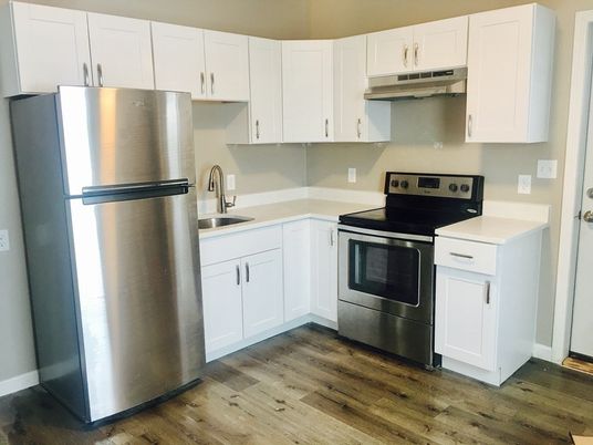 Interior, Kitchen, Stainless Steel Appliances, Wood Texture Flooring