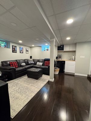 Interior, Kitchen, Living room, Recessed Lighting, Wood Texture Flooring