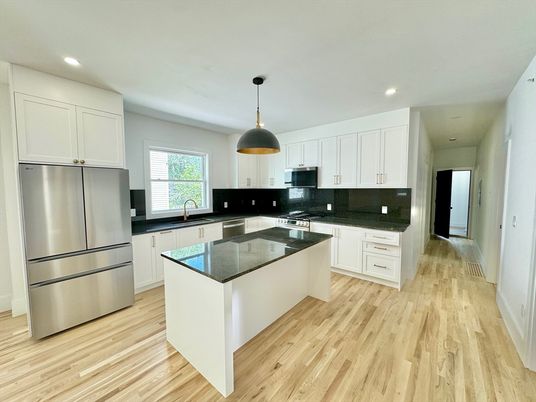 Interior, Kitchen, Pendant Lights, Recessed Lighting, Wood Texture Flooring