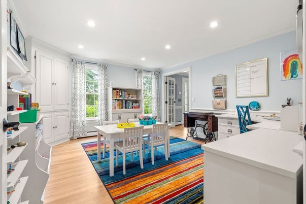 Dining room, Interior, Kitchen, Recessed Lighting, Wood Texture Flooring